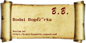 Bodai Bogárka névjegykártya